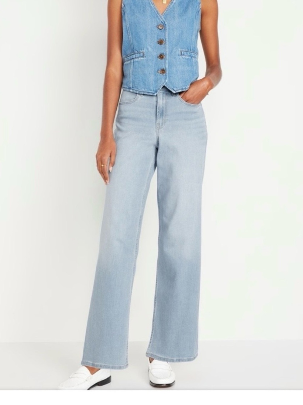 Old Navy Women’s Light Wash High-Rise WOW Wide Leg Jeans Sz 0